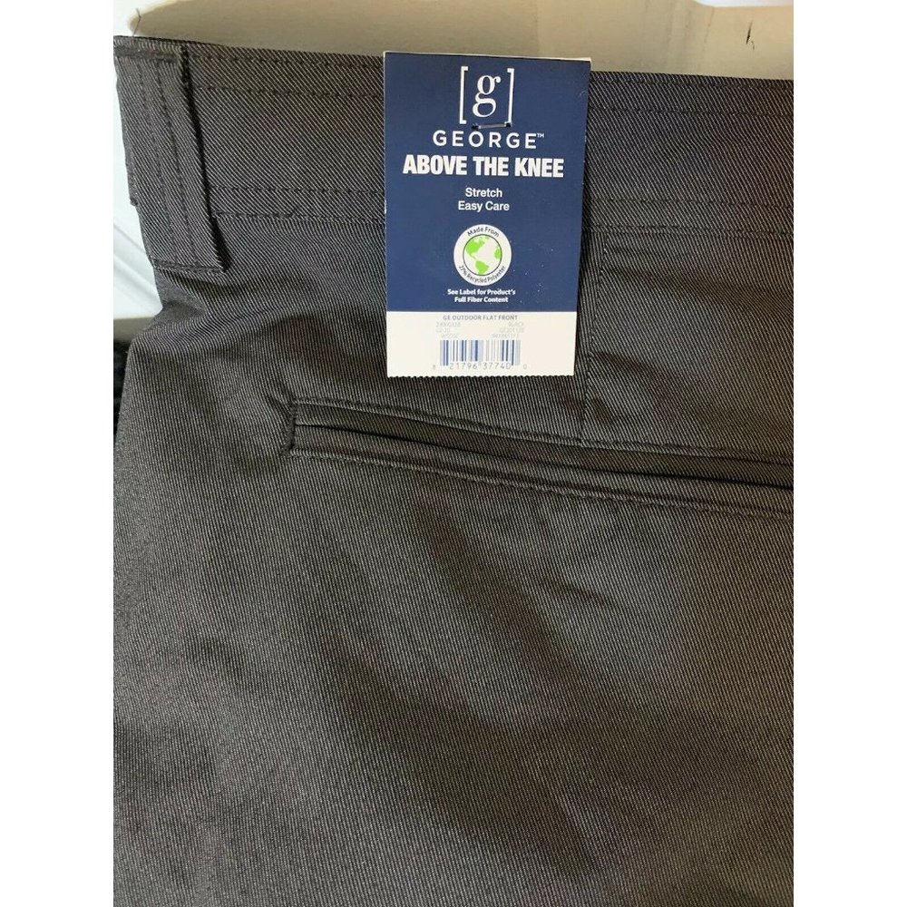 Men's George Outdoor 10'' Flat Front Shorts‎ Above The Knee Gray Sz 46